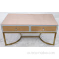 Mesa de café Mdf Mdf de la pierna del espejo de oro rosa